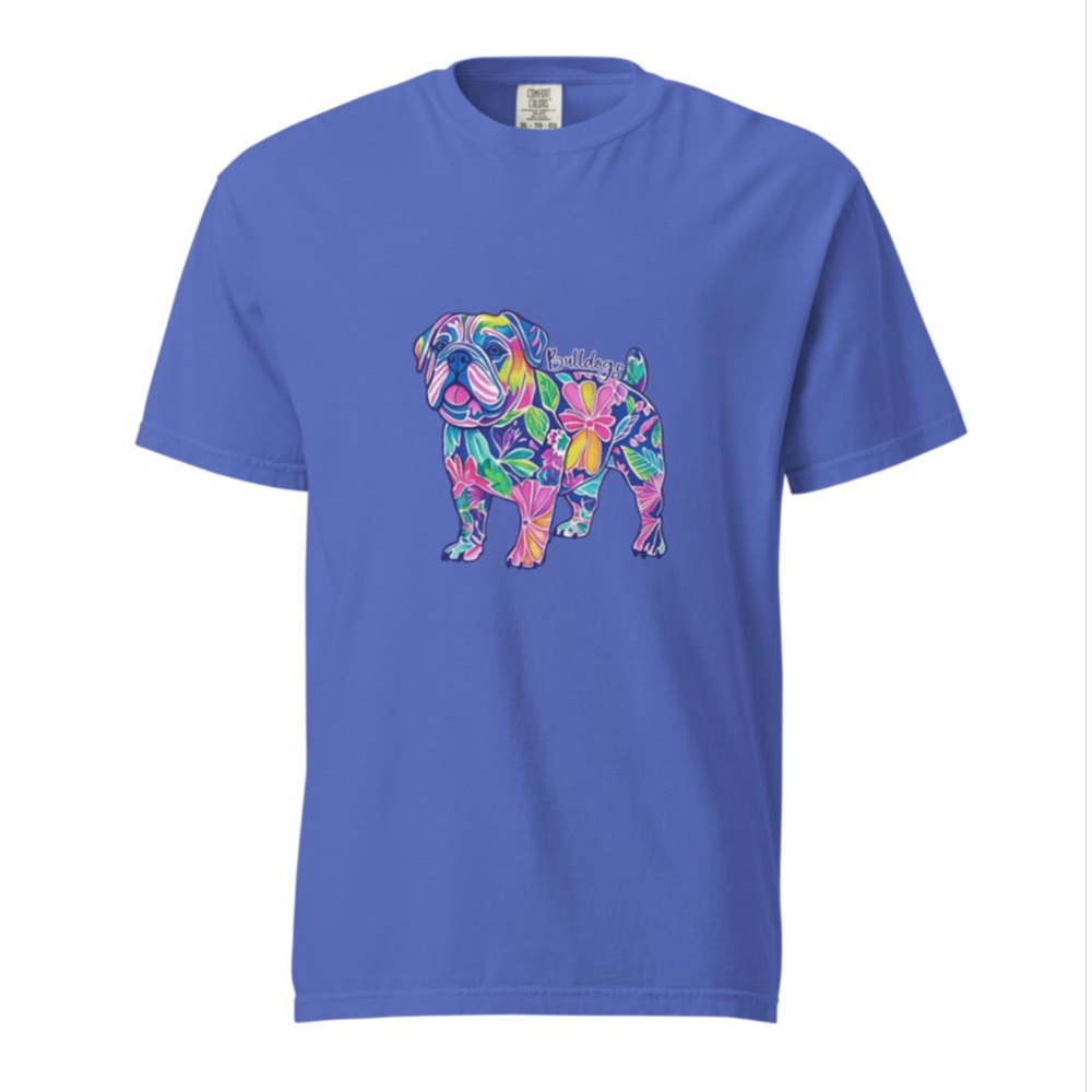 Comfort Colors Flo Blue Large Bulldogs T-Shirt